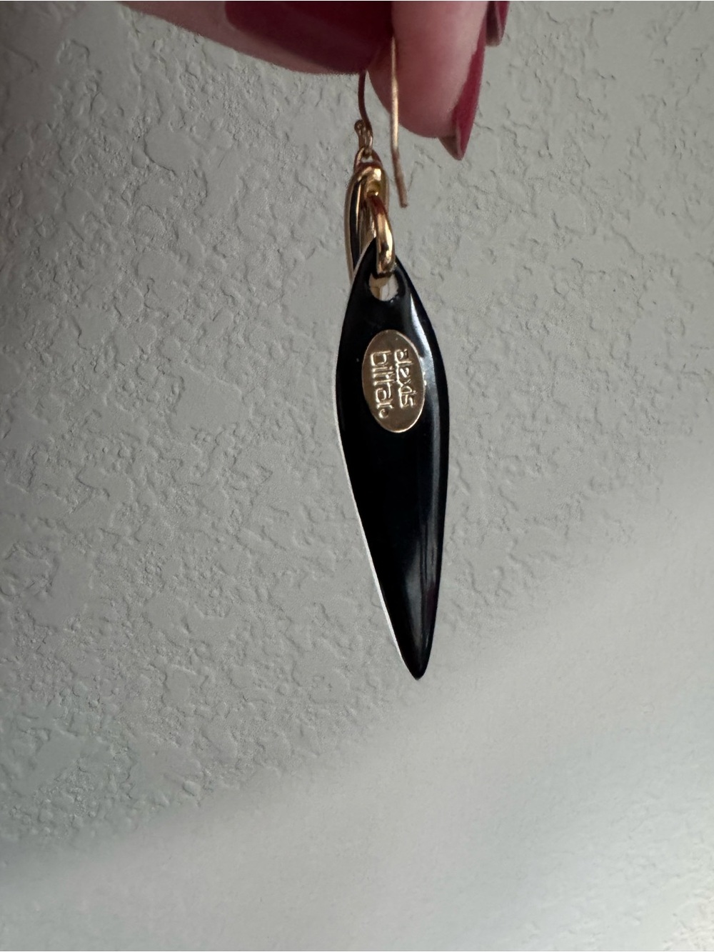 Alexis Bittar Gold trim white lucite with black back Teardrop Dangle Earrings - Picture 4 of 8